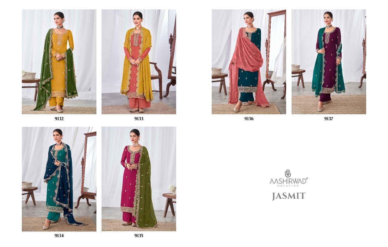 JASMIT Heavy Fancy Festive Wear Designer Georgette Salwar Suit Collection